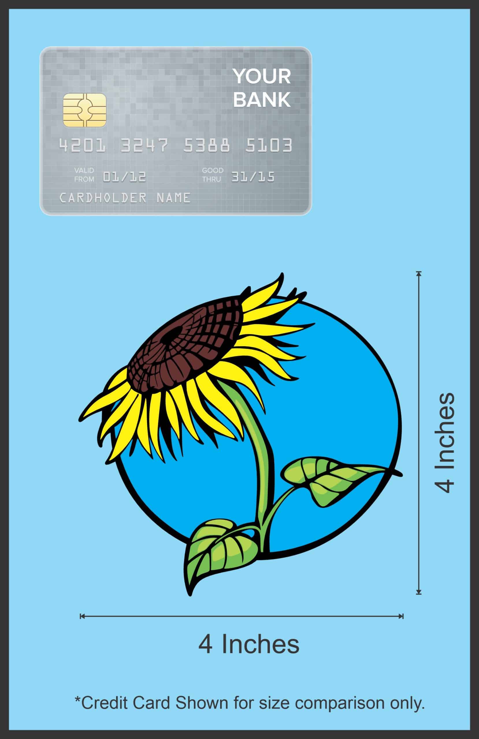 StickerTalk Blue Background Sunflower Vinyl Sticker, 4 inches x 4 inches - Image 6