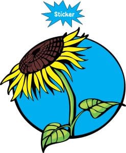 Alternative view of StickerTalk Blue Background Sunflower Vinyl Sticker, 4 inches x 4 inches