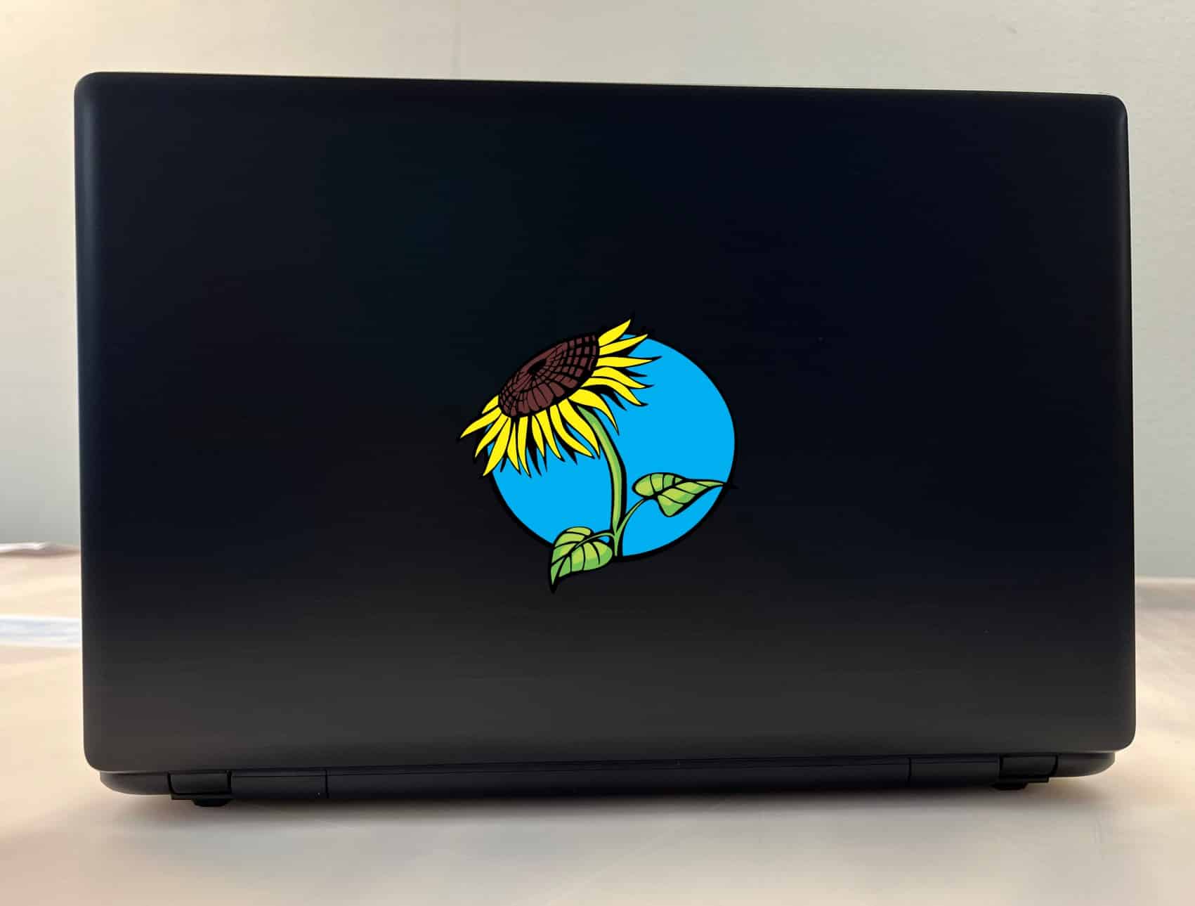 StickerTalk Blue Background Sunflower Vinyl Sticker, 4 inches x 4 inches - Image 3