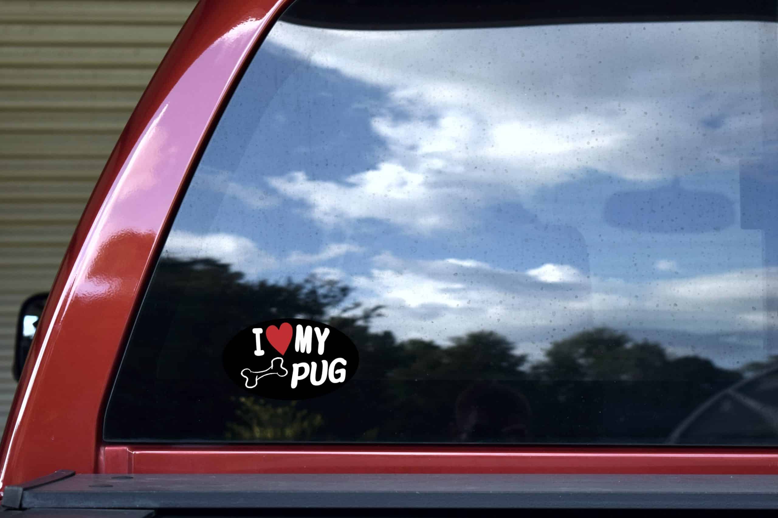 StickerTalk Oval I Love My Pug Vinyl Sticker, 5 inches x 3 inches - Image 5
