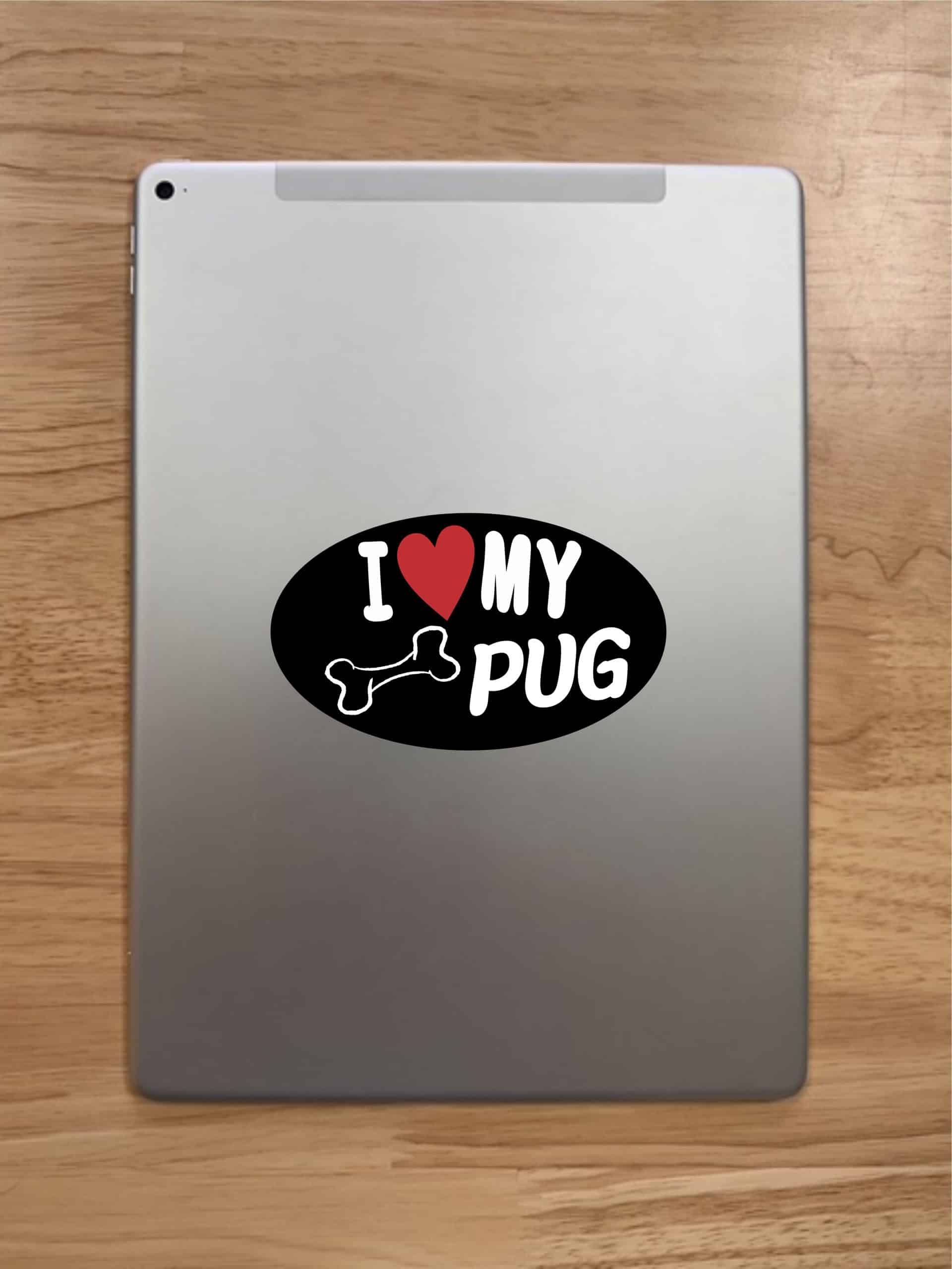 StickerTalk Oval I Love My Pug Vinyl Sticker, 5 inches x 3 inches - Image 7