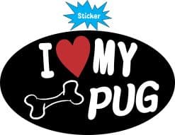 Alternative view of StickerTalk Oval I Love My Pug Vinyl Sticker, 5 inches x 3 inches