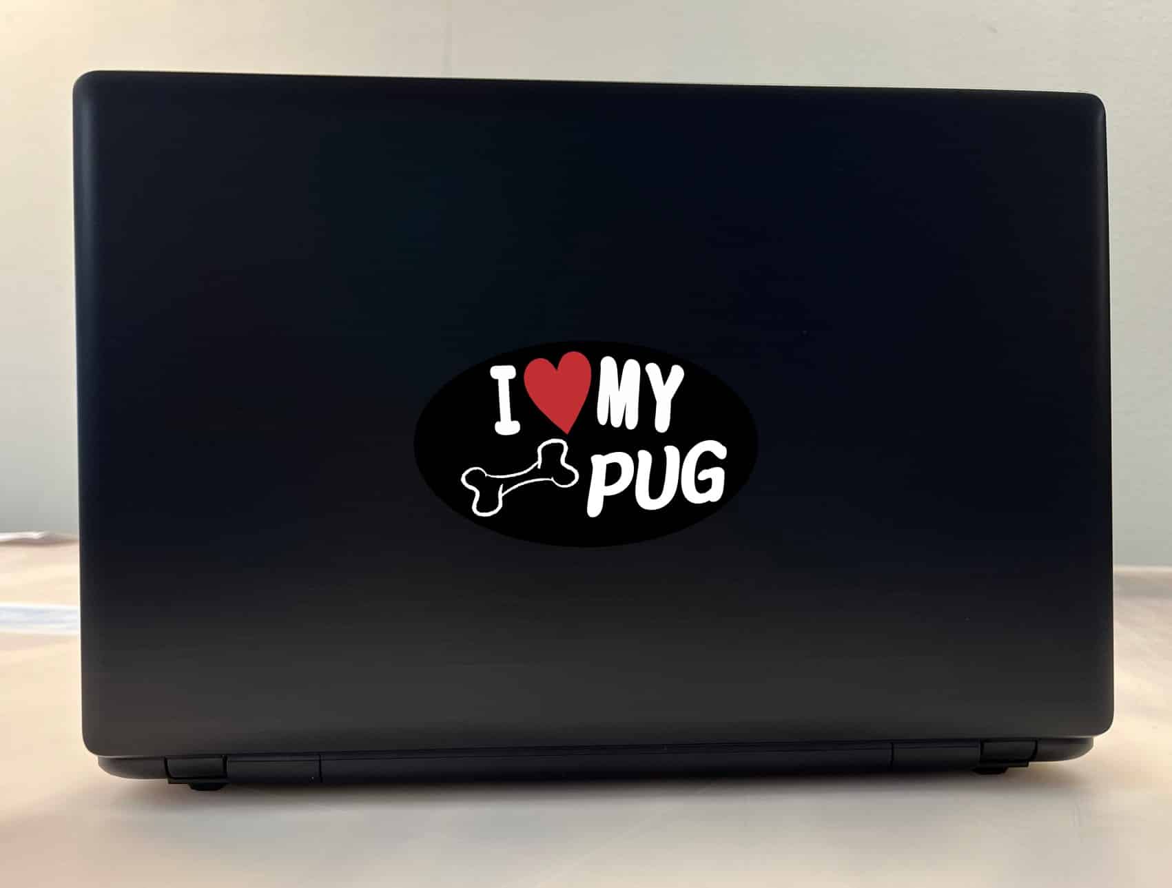 StickerTalk Oval I Love My Pug Vinyl Sticker, 5 inches x 3 inches - Image 3