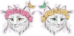 Flower Crown Cat Vinyl Stickers