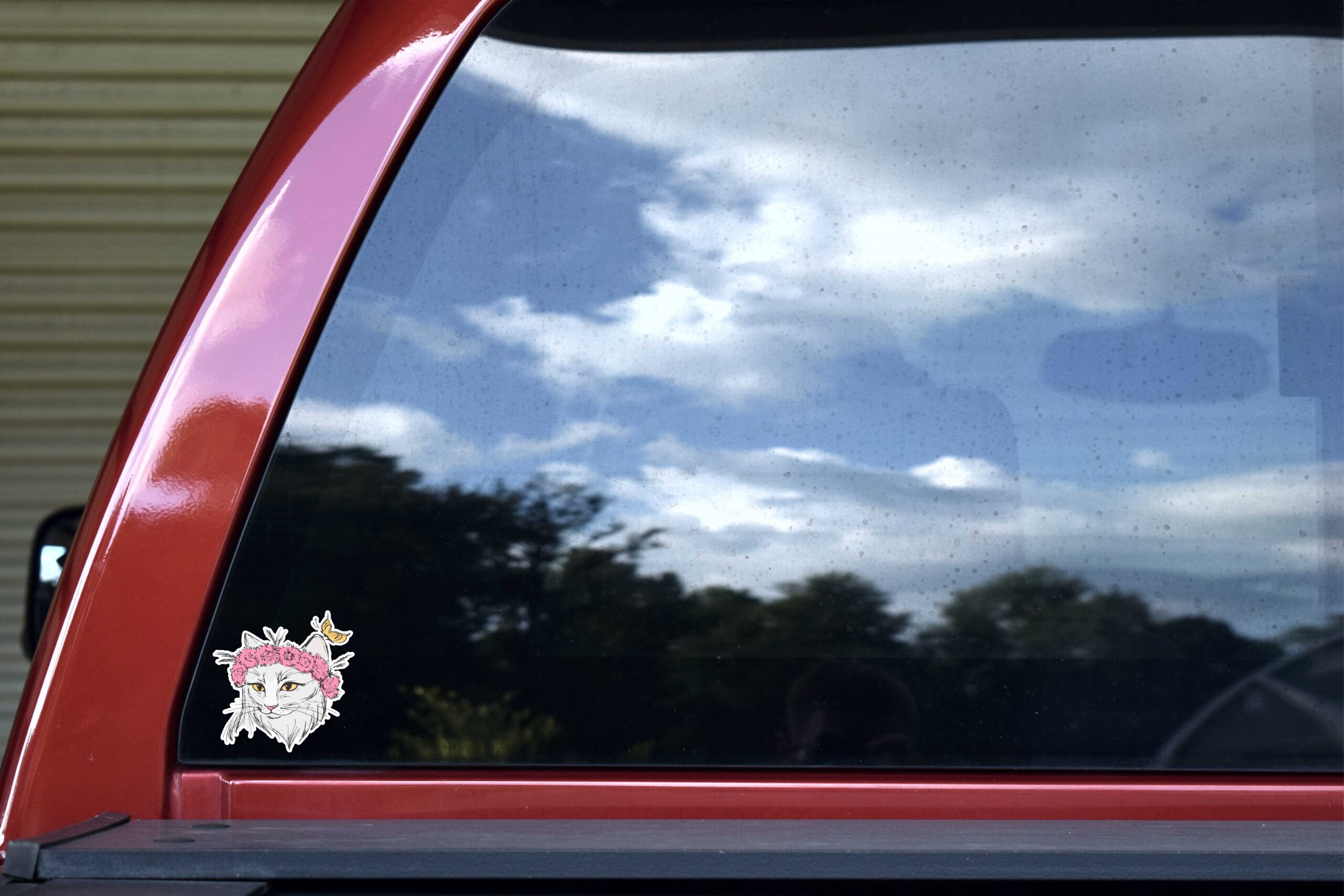 Flower Crown Cat Vinyl Stickers