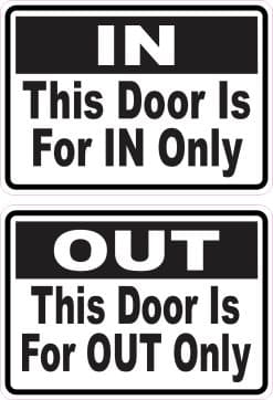 StickerTalk Door In Door Out Vinyl Stickers, 1 sheet of 2 stickers, 3.5 inches x 2.5 inches each