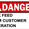 Danger Back Feed From Customer Generation Vinyl Sticker