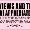 Pink Reviews and Tips Appreciated Vinyl Sticker