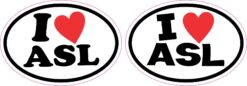 Oval I Love ASL Vinyl Stickers