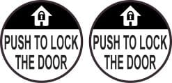 StickerTalk Push to Lock the Door Vinyl Stickers, 1 sheet of 2 stickers, 3 inches x 3 inches each