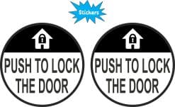 Alternative view of StickerTalk Push to Lock the Door Vinyl Stickers, 1 sheet of 2 stickers, 3 inches x 3 inches each