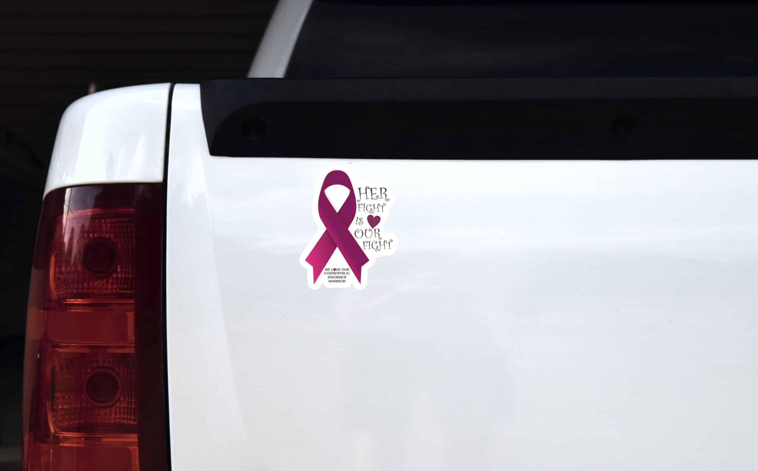 StickerTalk Her Fight Is Our Fight Eosinophilic Disorder Ribbon Vinyl Sticker, 4 inches x 5 inches - Image 5