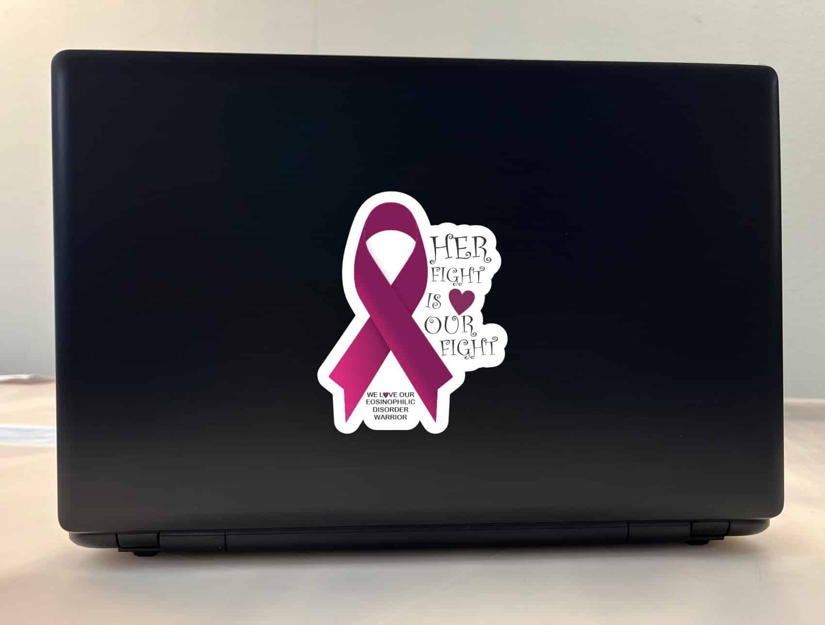 StickerTalk Her Fight Is Our Fight Eosinophilic Disorder Ribbon Vinyl Sticker, 4 inches x 5 inches - Image 4