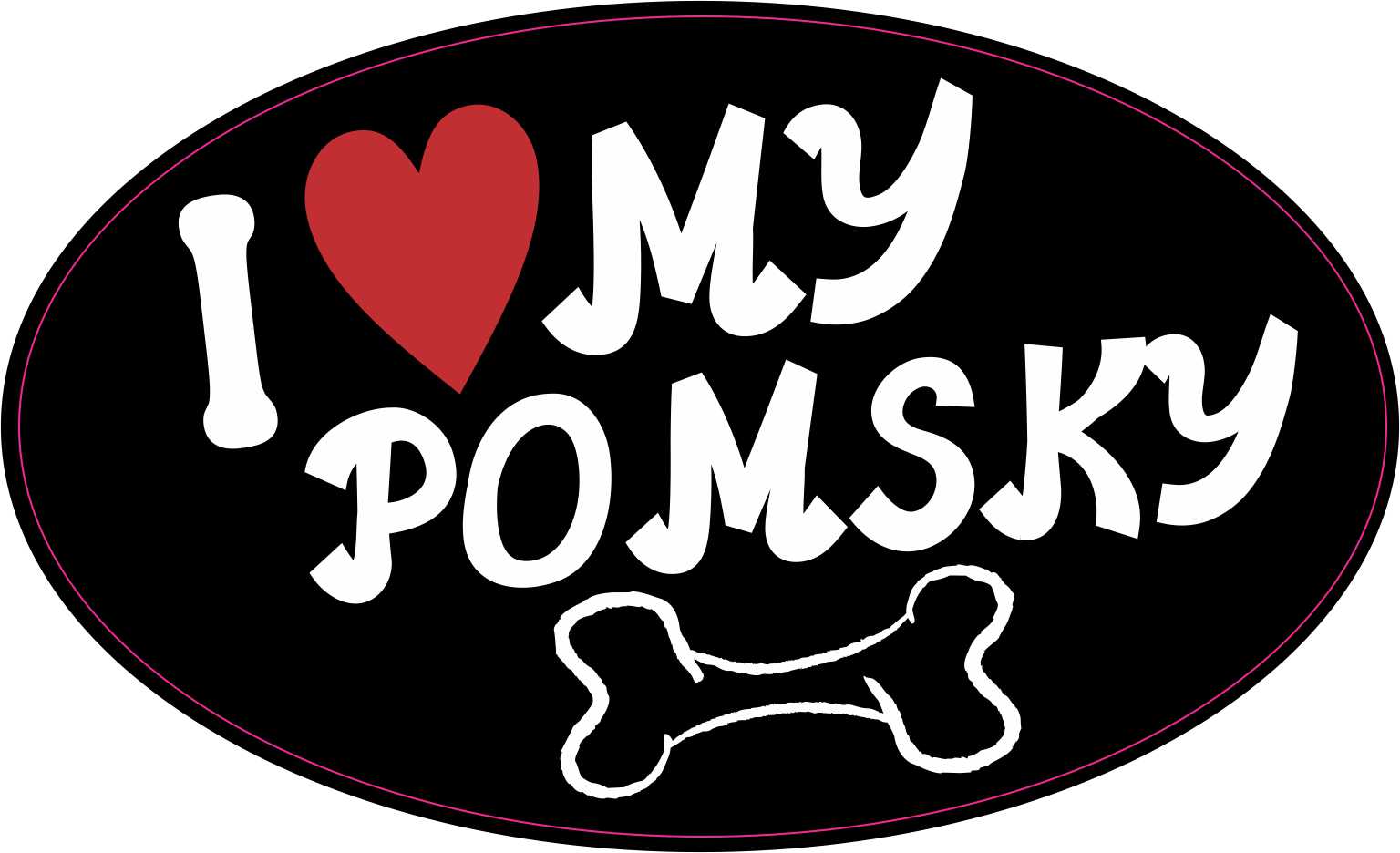 Oval I Love My Pomsky Vinyl Sticker