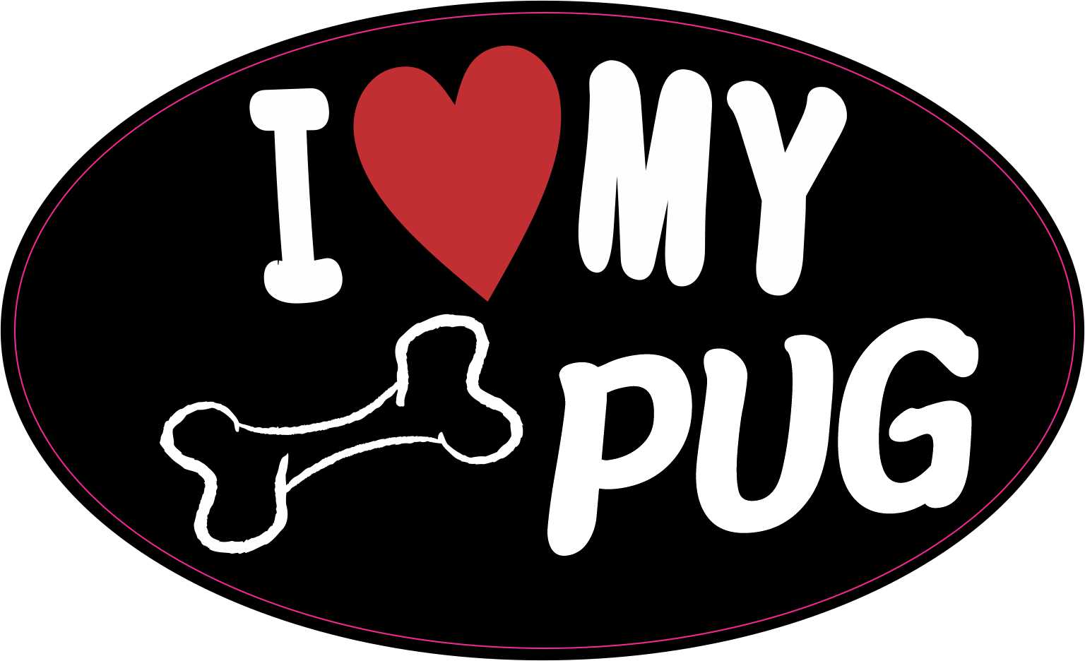 I Love My Pug Vinyl Sticker