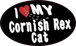 Oval I Love My Cornish Rex Cat Vinyl Sticker