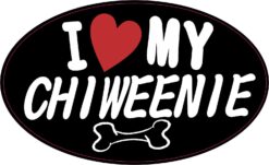 Oval I Love My Chiweenie Vinyl Sticker