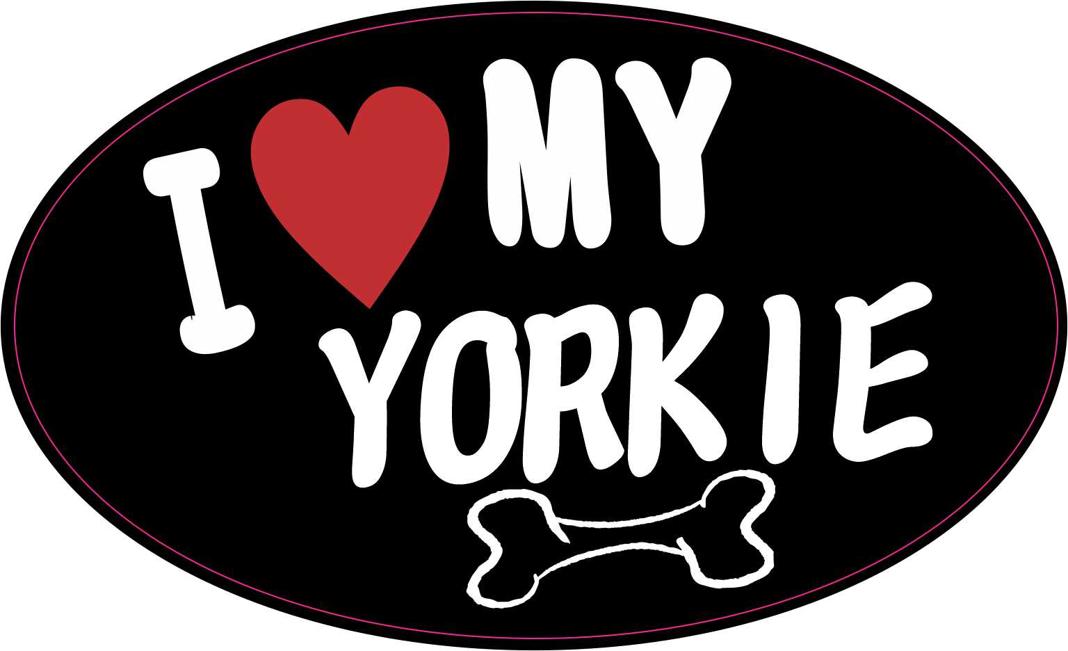 Oval I Love My Yorkie Vinyl Sticker