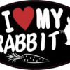 Oval I Love My Rabbit Vinyl Sticker