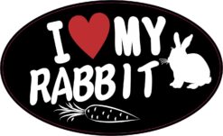 Oval I Love My Rabbit Vinyl Sticker