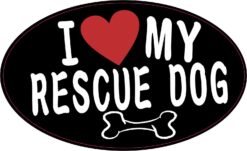 Oval I Love My Rescue Dog Vinyl Sticker