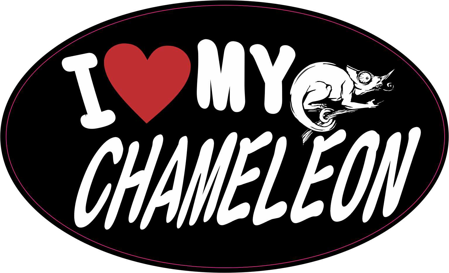 Oval I Love My Chameleon Vinyl Sticker