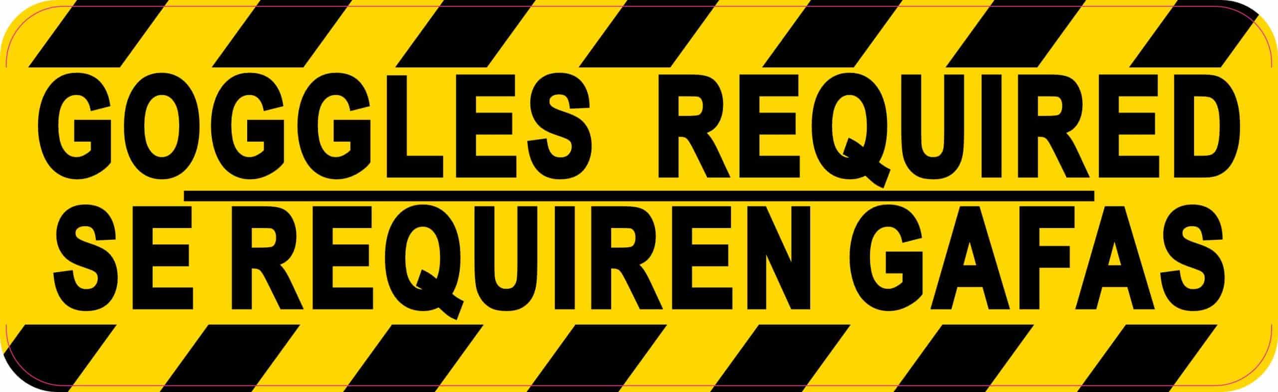 StickerTalk English Spanish Goggles Required Magnet, 10 inches x 3 inches