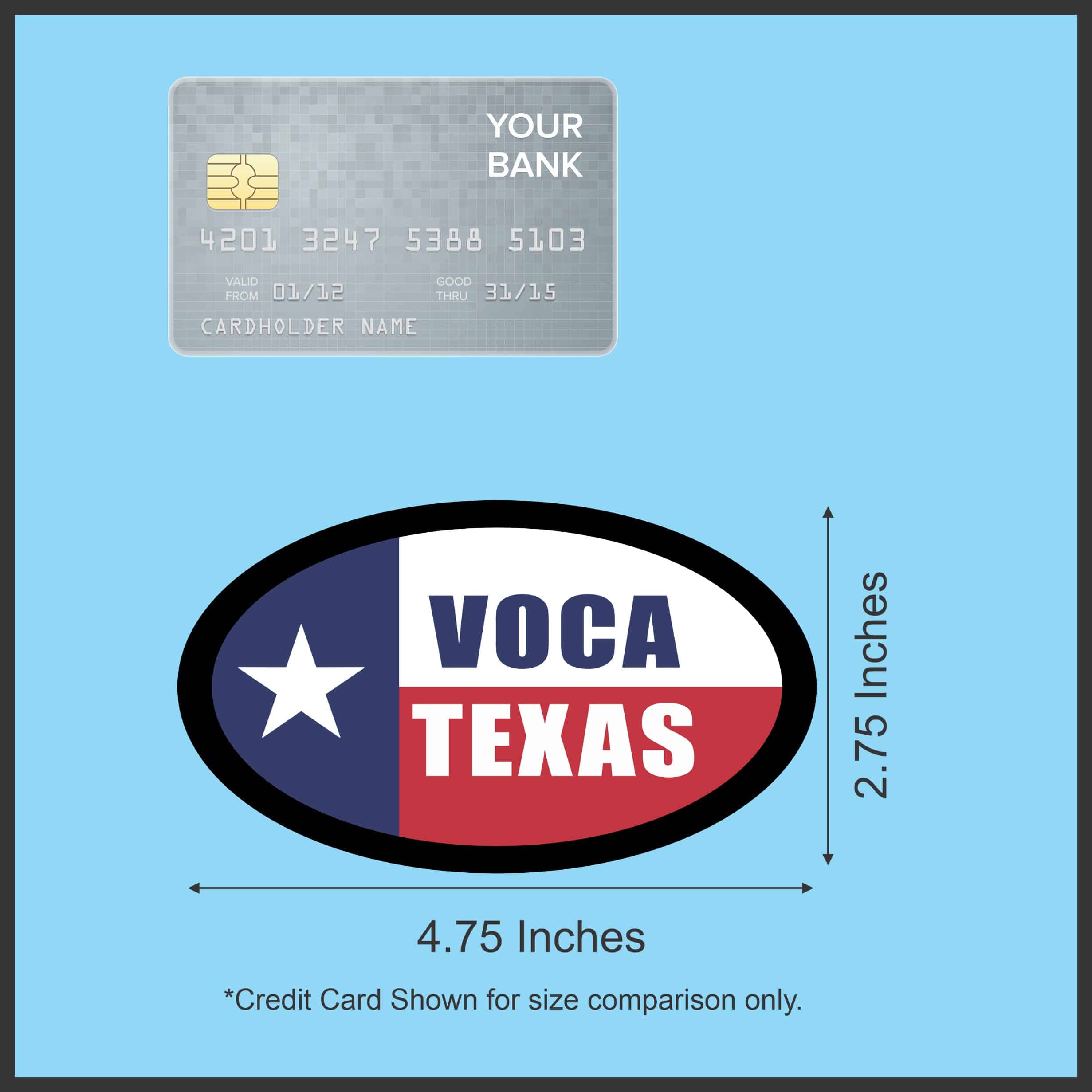 StickerTalk Flag Oval Voca Texas Vinyl Sticker, 4.75 inches x 2.75 inches - Image 5