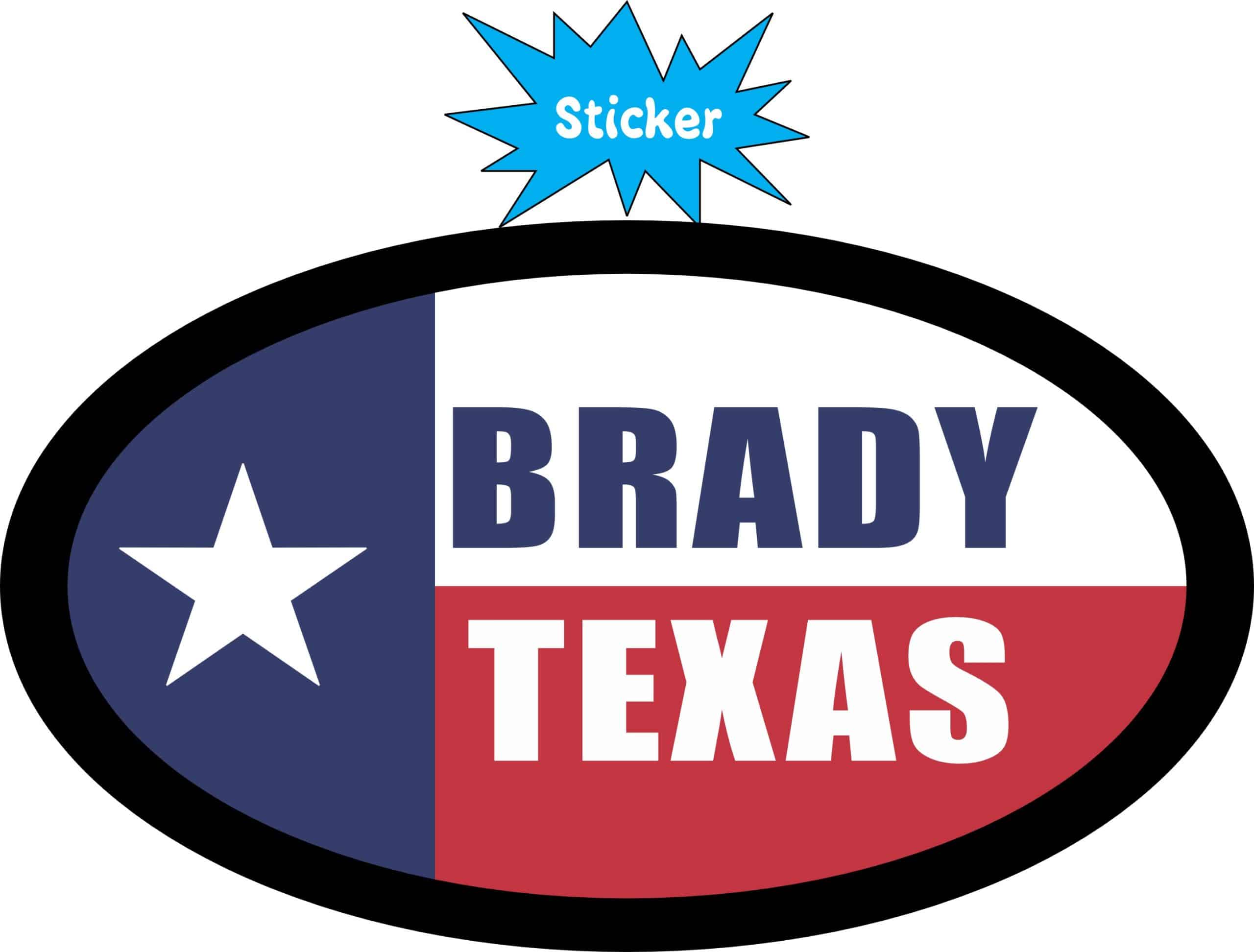 StickerTalk Flag Oval Brady Texas Vinyl Sticker, 4.75 inches x 2.75 inches - Image 2