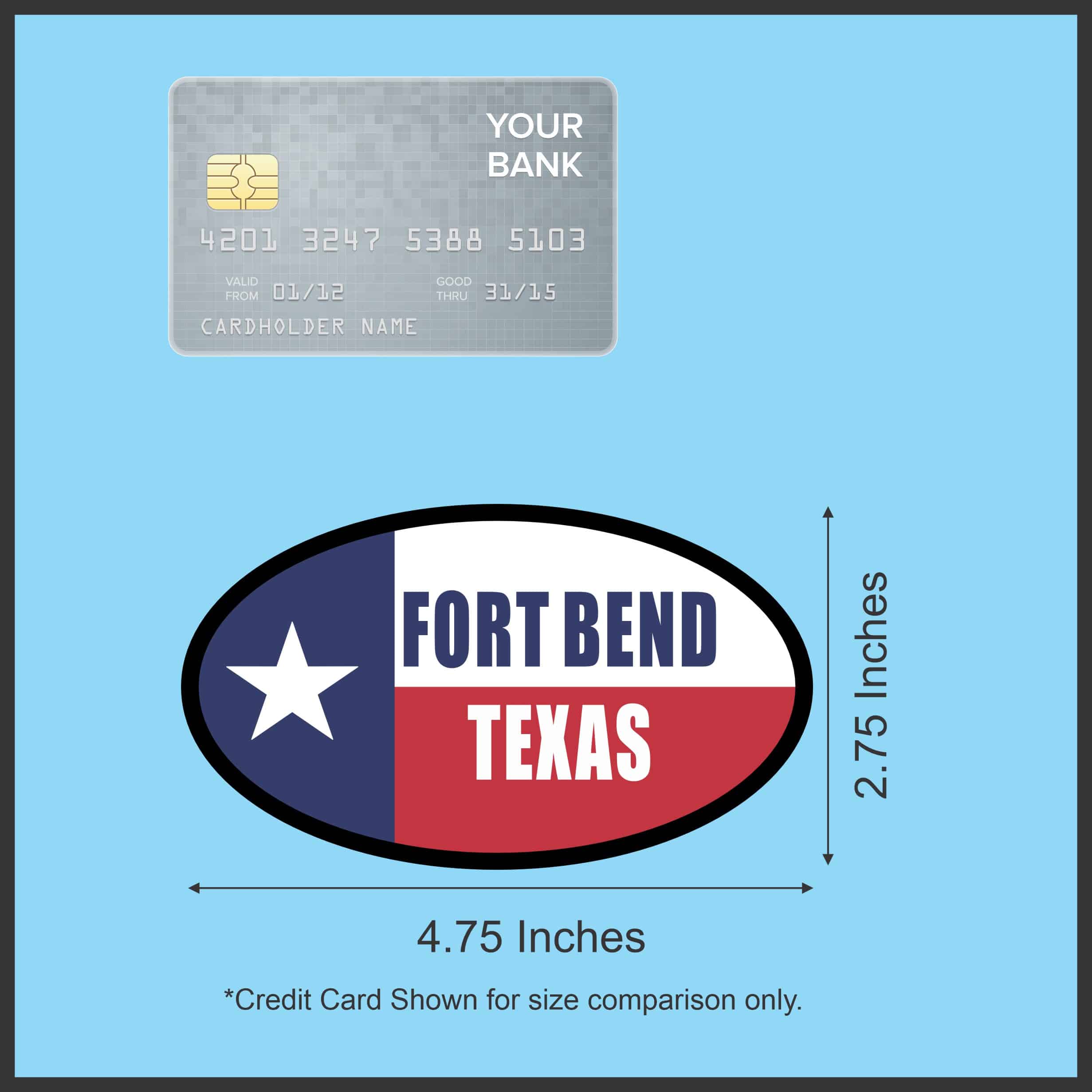 StickerTalk Flag Oval Fort Bend Texas Vinyl Sticker, 4.75 inches x 2.75 inches - Image 5