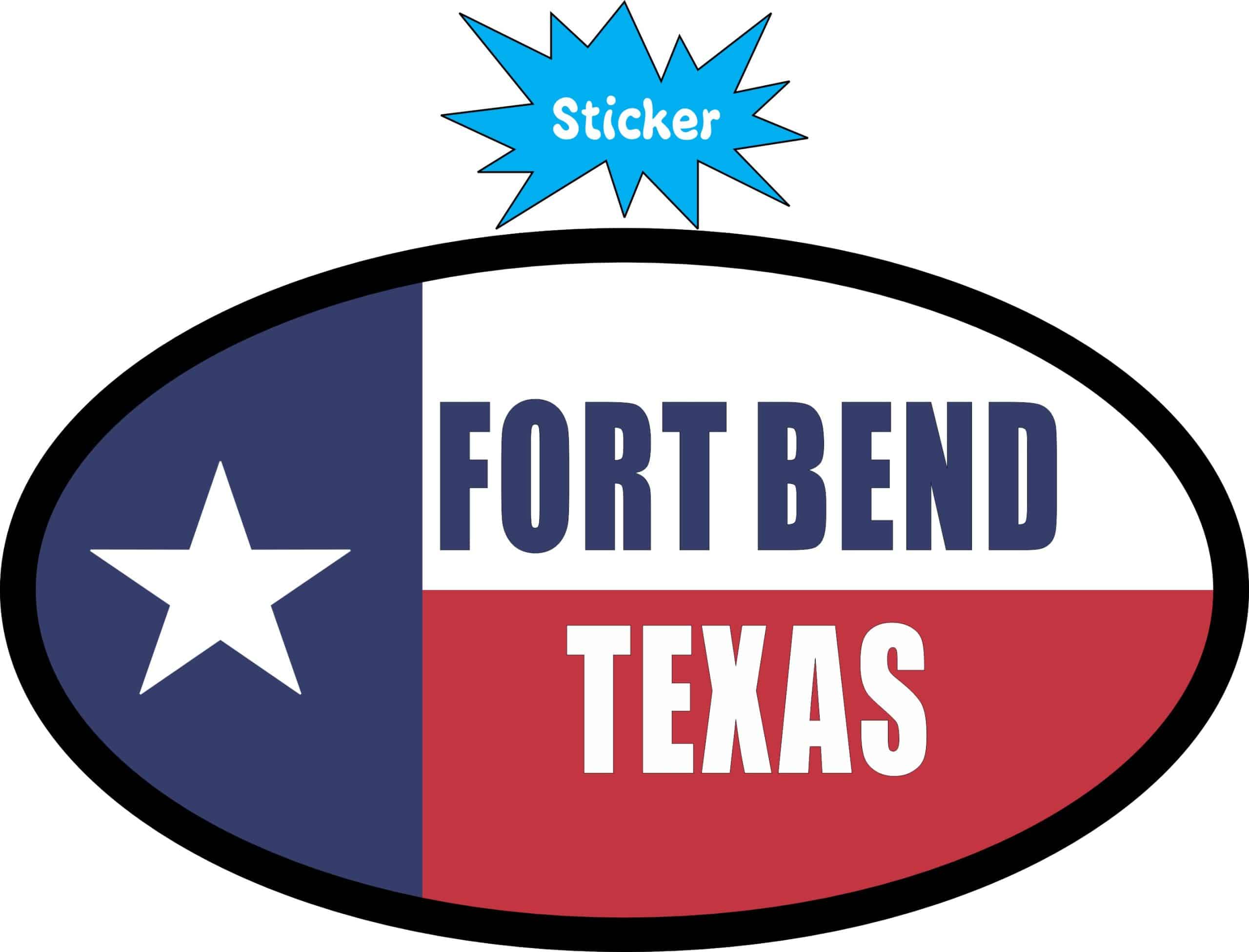 StickerTalk Flag Oval Fort Bend Texas Vinyl Sticker, 4.75 inches x 2.75 inches - Image 2