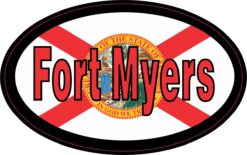Oval Florida Flag Fort Myers Vinyl Sticker
