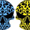 Blue and Yellow Tribal Skull Vinyl Stickers