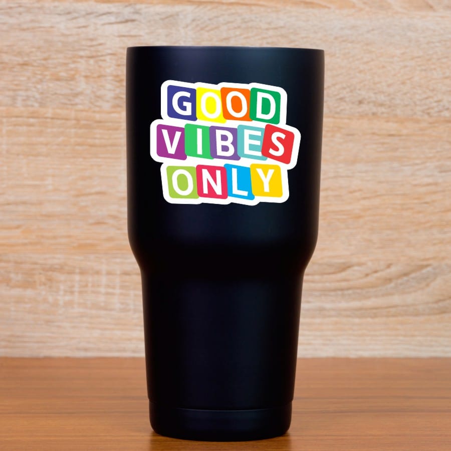 StickerTalk Good Vibes Only Vinyl Stickers, 1 sheet of 2 stickers, 1 sticker 3 inches x 2.5 inches, 1 sticker 2.5 inches x 3 inches - Image 6