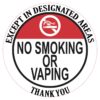 Except in Designated Areas No Smoking Vinyl Sticker