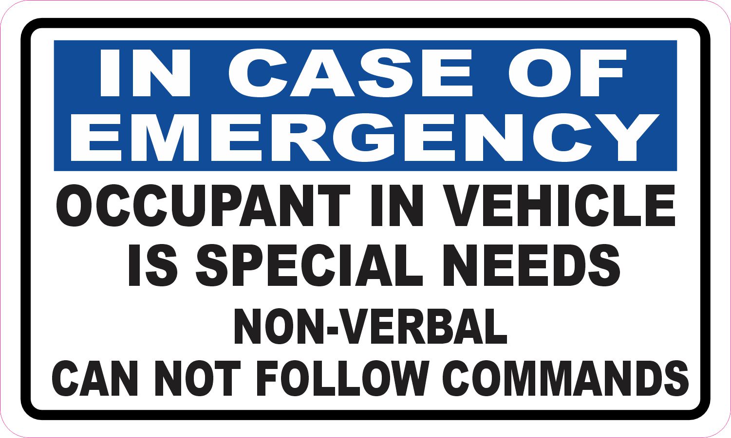 StickerTalk Occupant in Vehicle Is Special Needs Magnet, 5 inche