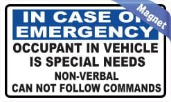 Alternative view of StickerTalk Occupant in Vehicle Is Special Needs Magnet, 5 inche