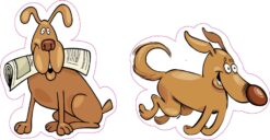 Newspaper and Running Dog Vinyl Stickers