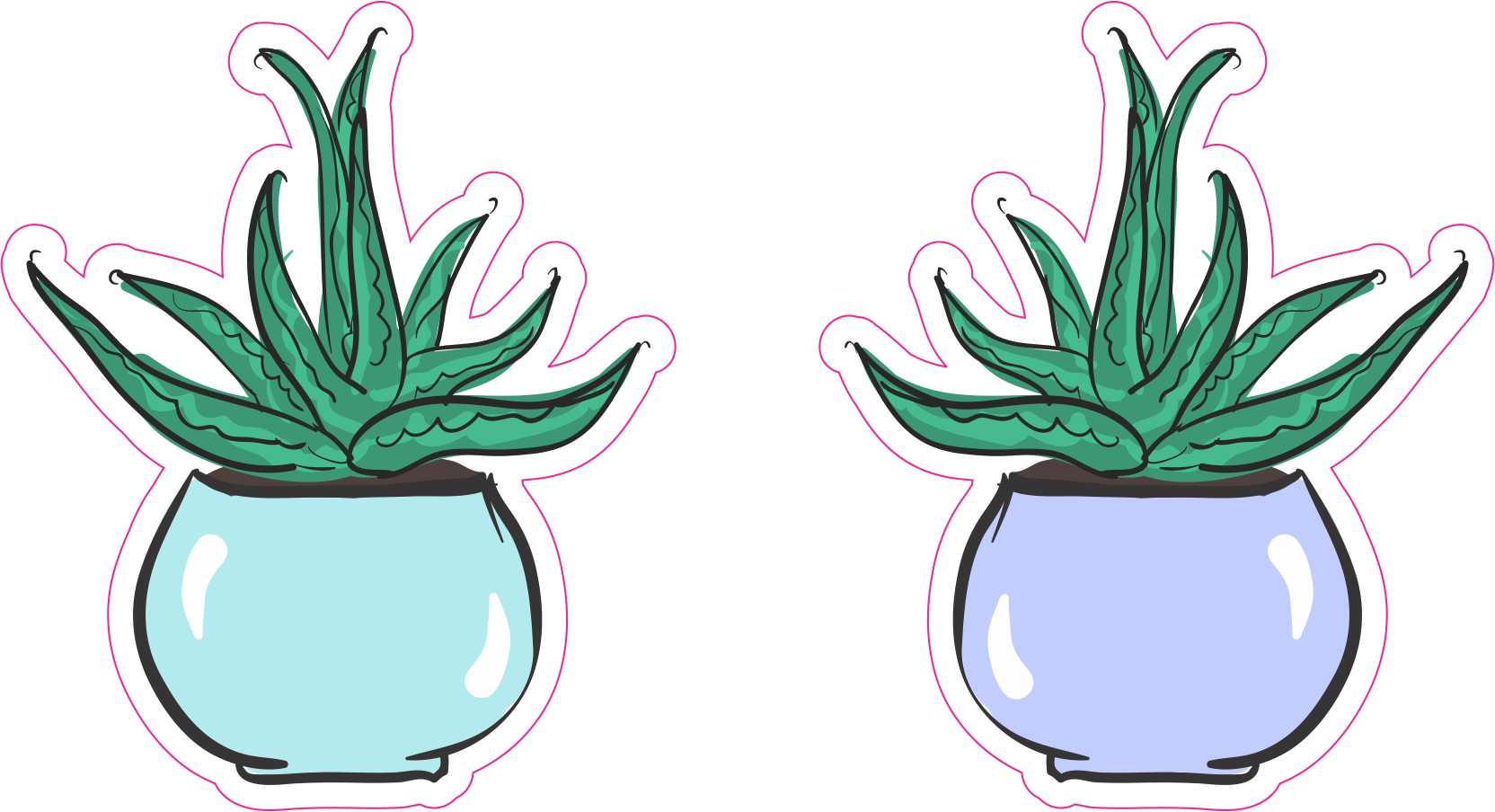 Potted Aloe Plant Vinyl Stickers