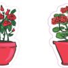 Potted Red Flowers Vinyl Stickers
