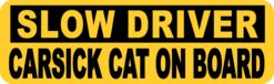 Slow Driver Carsick Cat on Board Vinyl Sticker