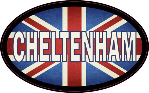 Oval UK Flag Cheltenham Vinyl Sticker