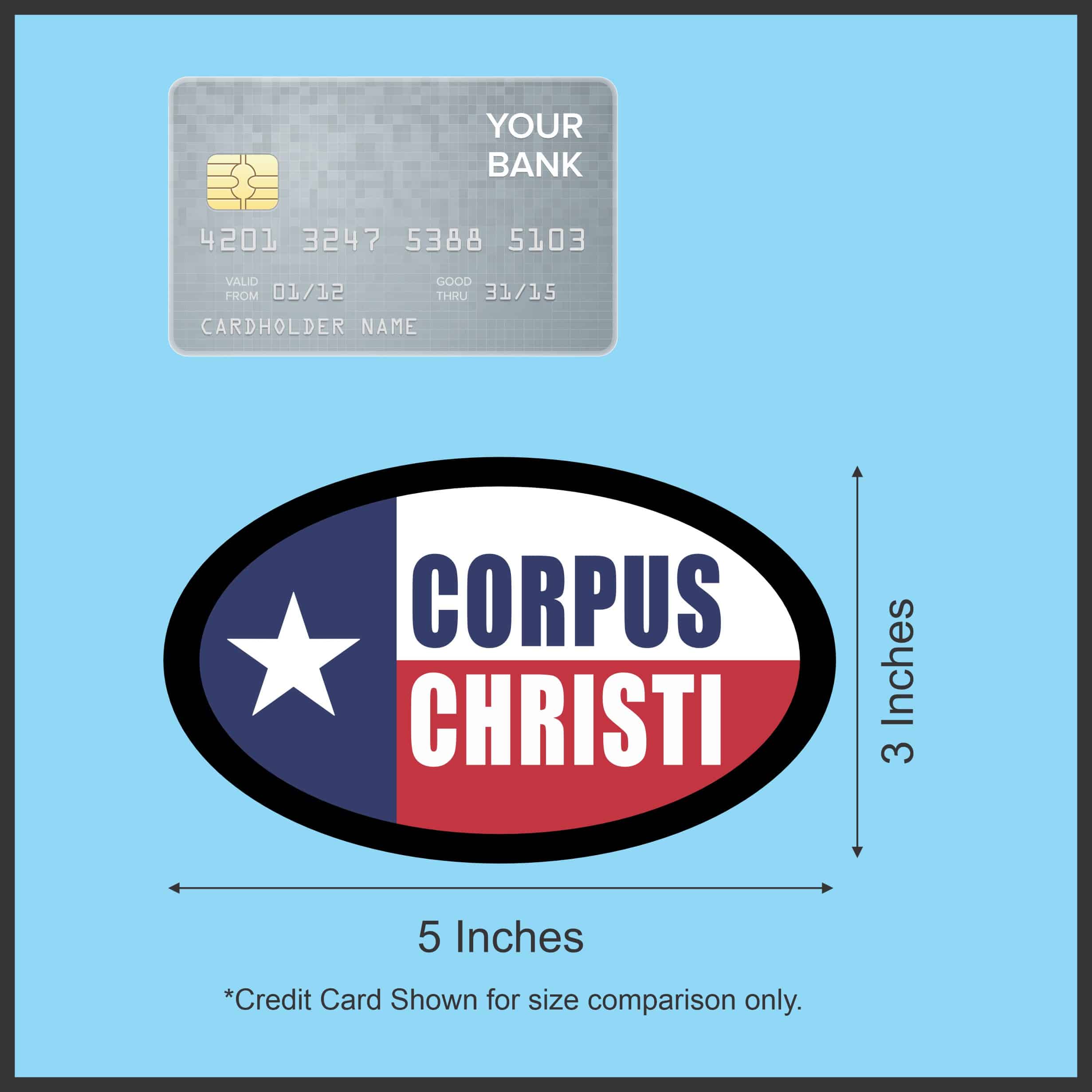 StickerTalk Texas Flag Oval Corpus Christi Vinyl Sticker, 4.75 inches x 2.75 inches - Image 6