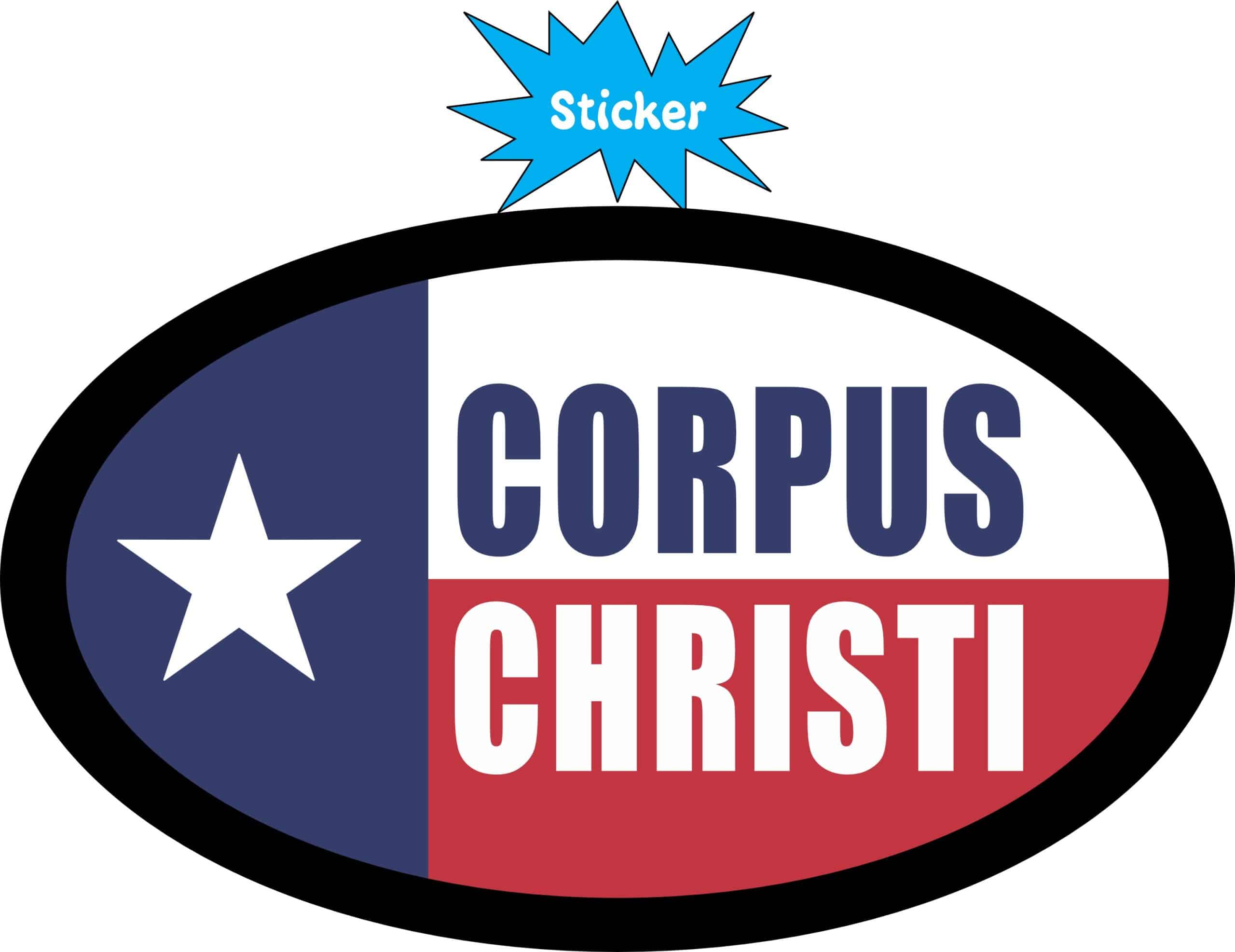 StickerTalk Texas Flag Oval Corpus Christi Vinyl Sticker, 4.75 inches x 2.75 inches - Image 2