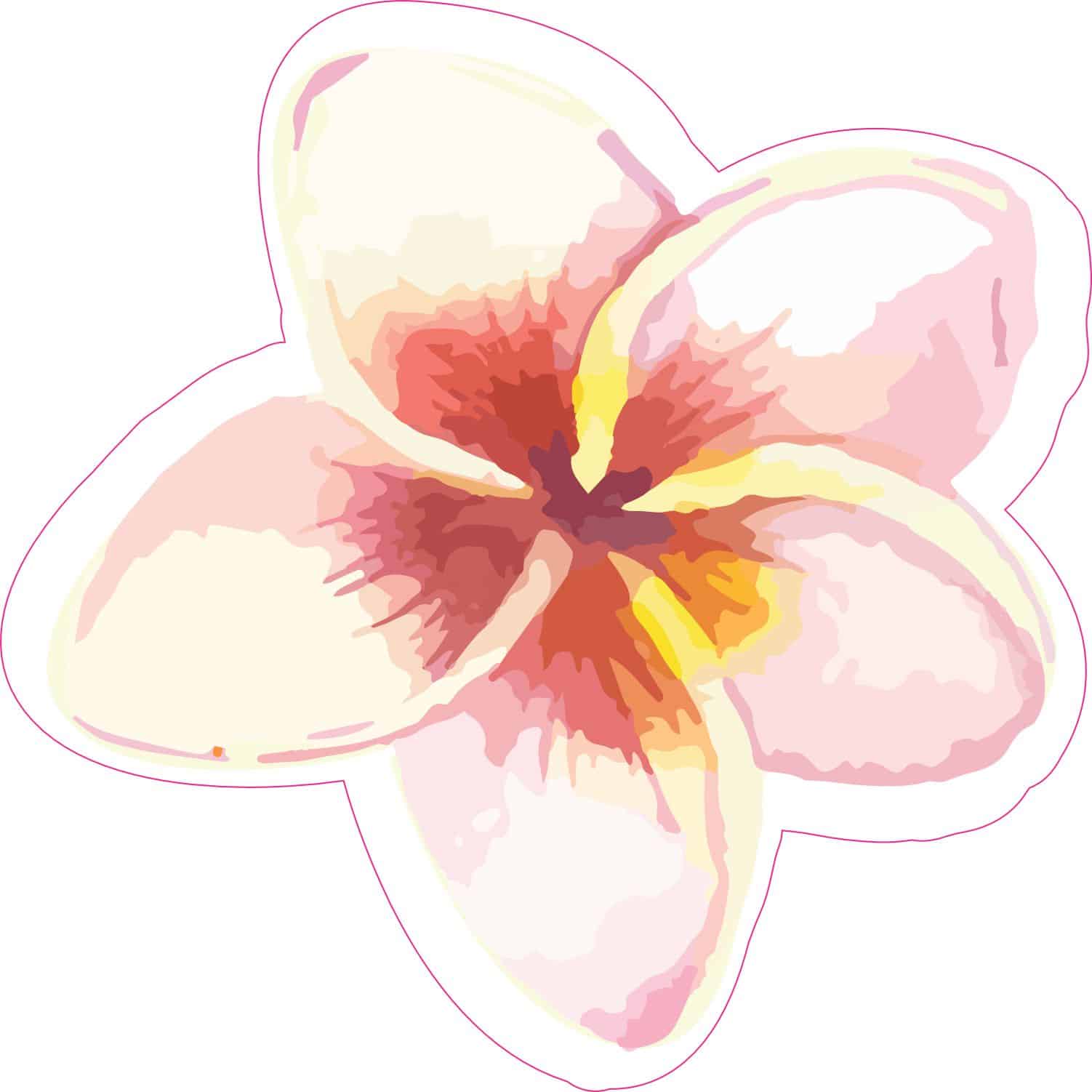 StickerTalk Watercolor Plumeria Flower Vinyl Sticker, 5 inches x