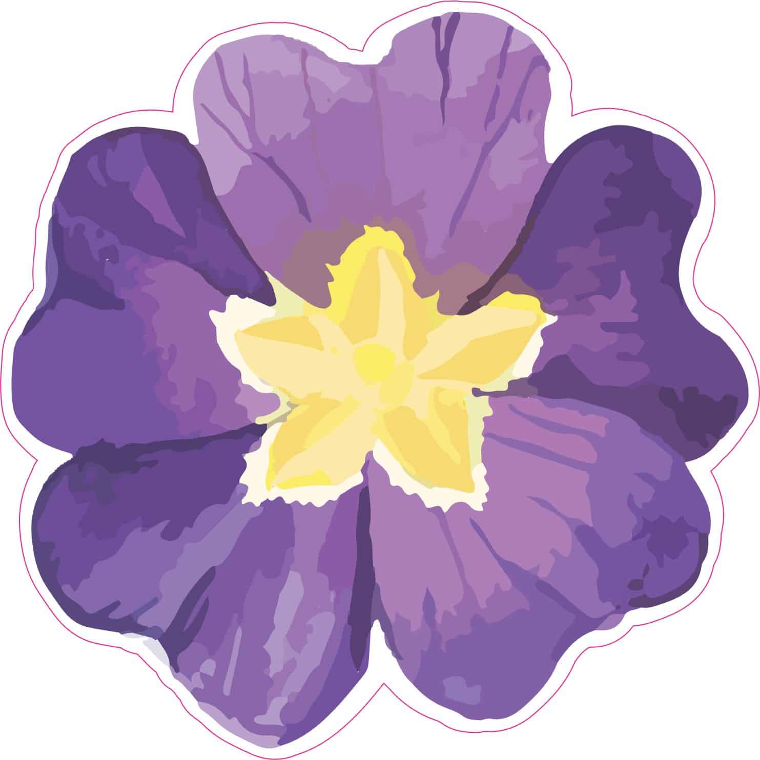 StickerTalk Watercolor Purple Pansy Flower Vinyl Sticker, 5 inches x 5 inches