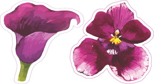 Purple Flowers Vinyl Stickers