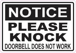 StickerTalk Doorbell Does Not Work Please Knock Magnet, 5 inches x 3.5 inches