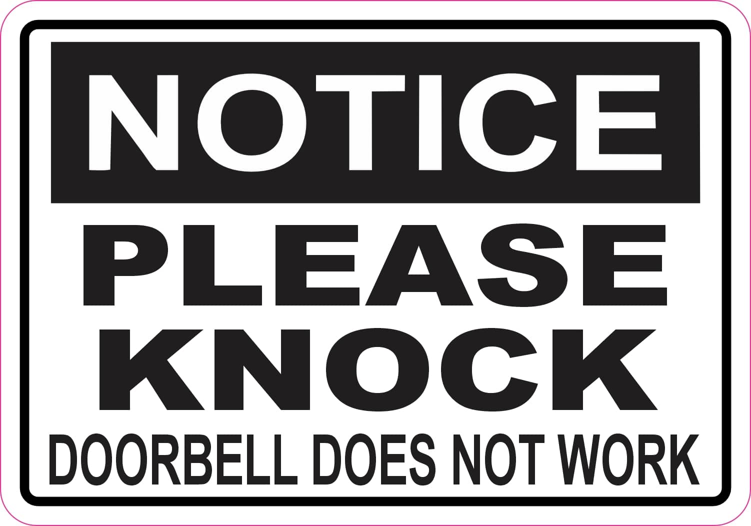 StickerTalk Doorbell Does Not Work Please Knock Magnet, 5 inches x 3.5 inches