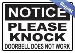 Alternative view of StickerTalk Doorbell Does Not Work Please Knock Magnet, 5 inches x 3.5 inches